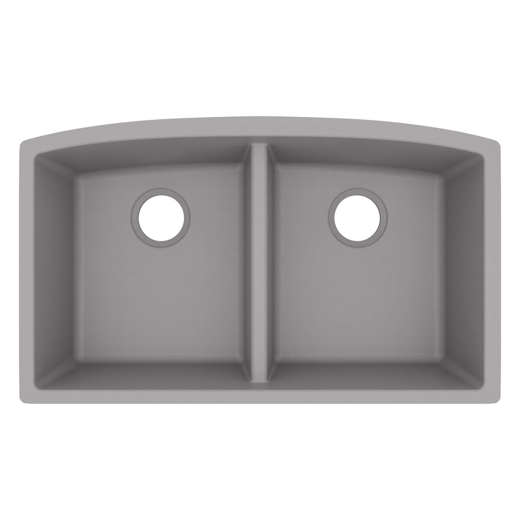 32-1/2" Undermount Double Equal Bowl Quartz Composite Kitchen Sink In Grey