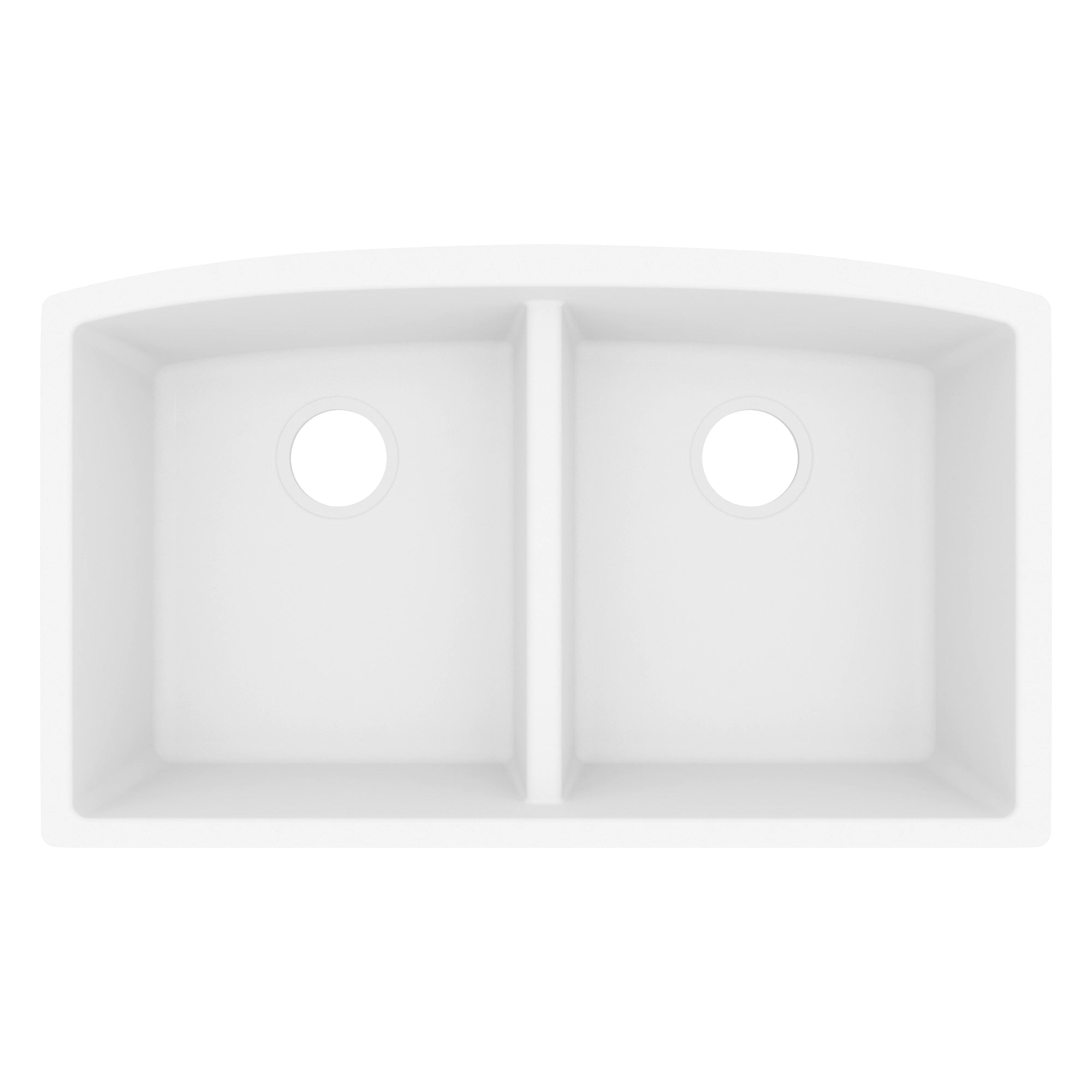 32-1/2" Undermount Double Equal Bowl Quartz Composite Kitchen Sink In White