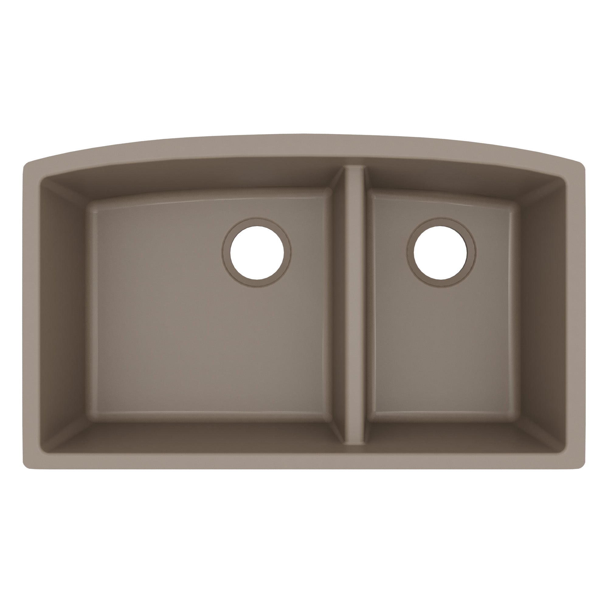 32-1/2" Undermount Double Offset Bowl Quartz Composite Kitchen Sink In Concrete