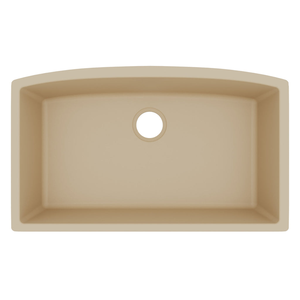 32-1/2" Undermount Large Single Bowl Quartz Composite Kitchen Sink In Bisque