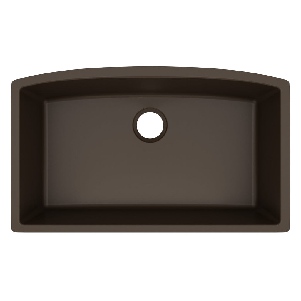 32-1/2" Undermount Large Single Bowl Quartz Composite Kitchen Sink In Brown