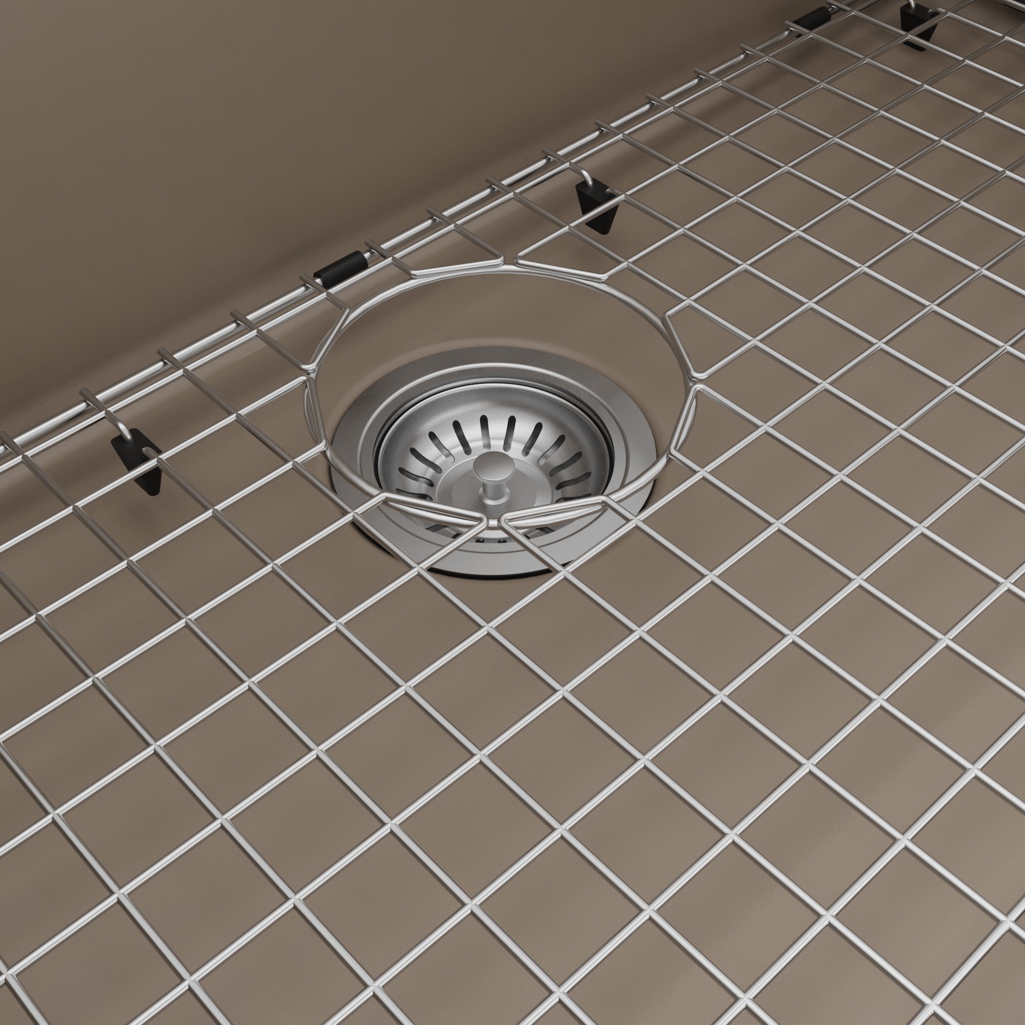 32-1/2" Undermount Large Single Bowl Quartz Composite Kitchen Sink Kit In Concrete