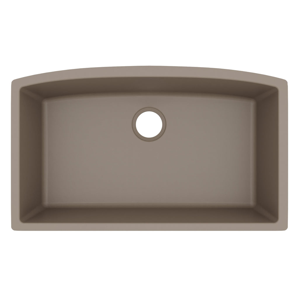 32-1/2" Undermount Large Single Bowl Quartz Composite Kitchen Sink In Concrete