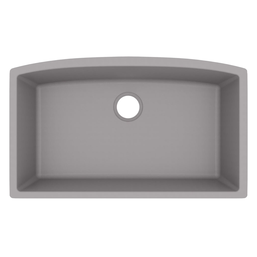 32-1/2" Undermount Large Single Bowl Quartz Composite Kitchen Sink In Grey