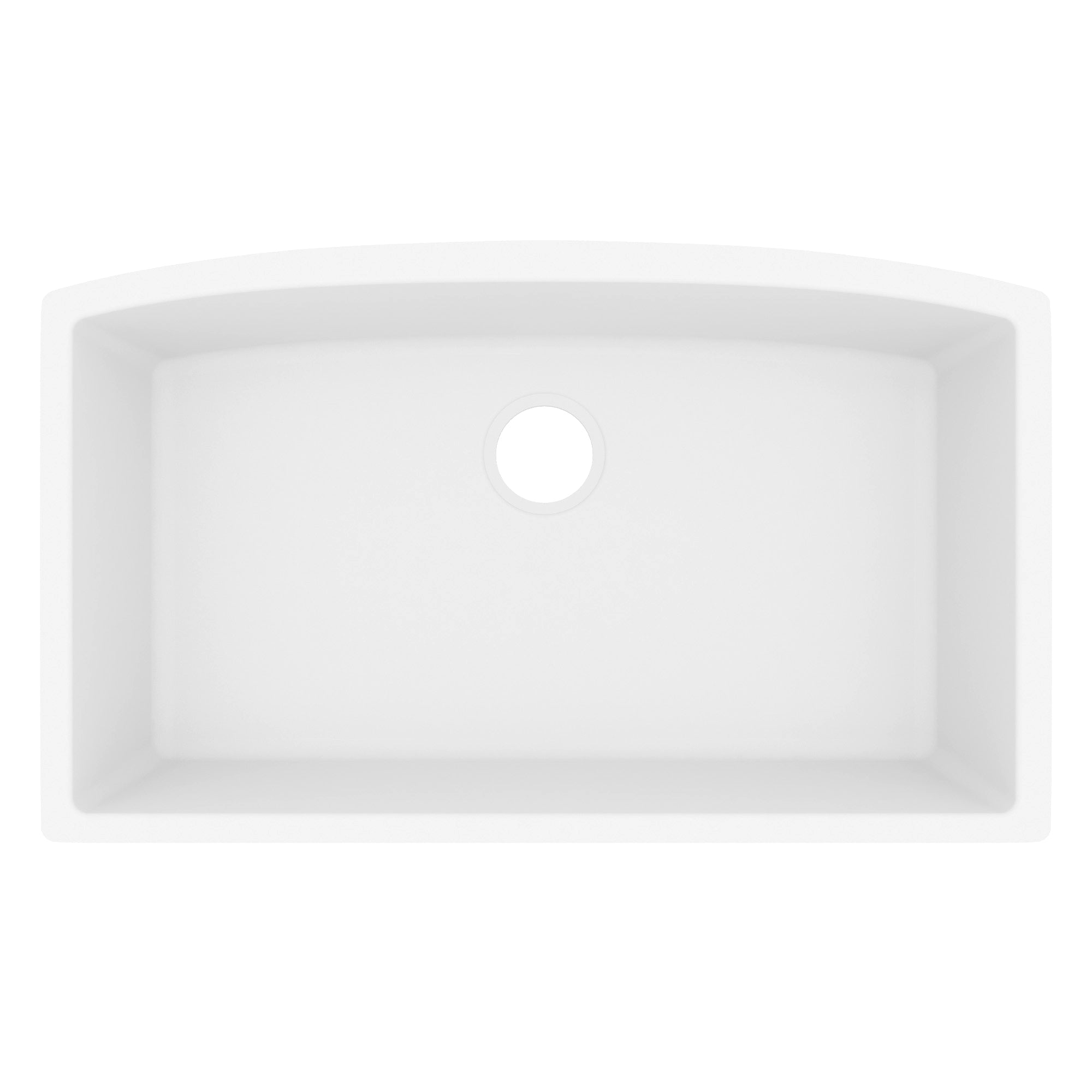32-1/2" Undermount Large Single Bowl Quartz Composite Kitchen Sink In White