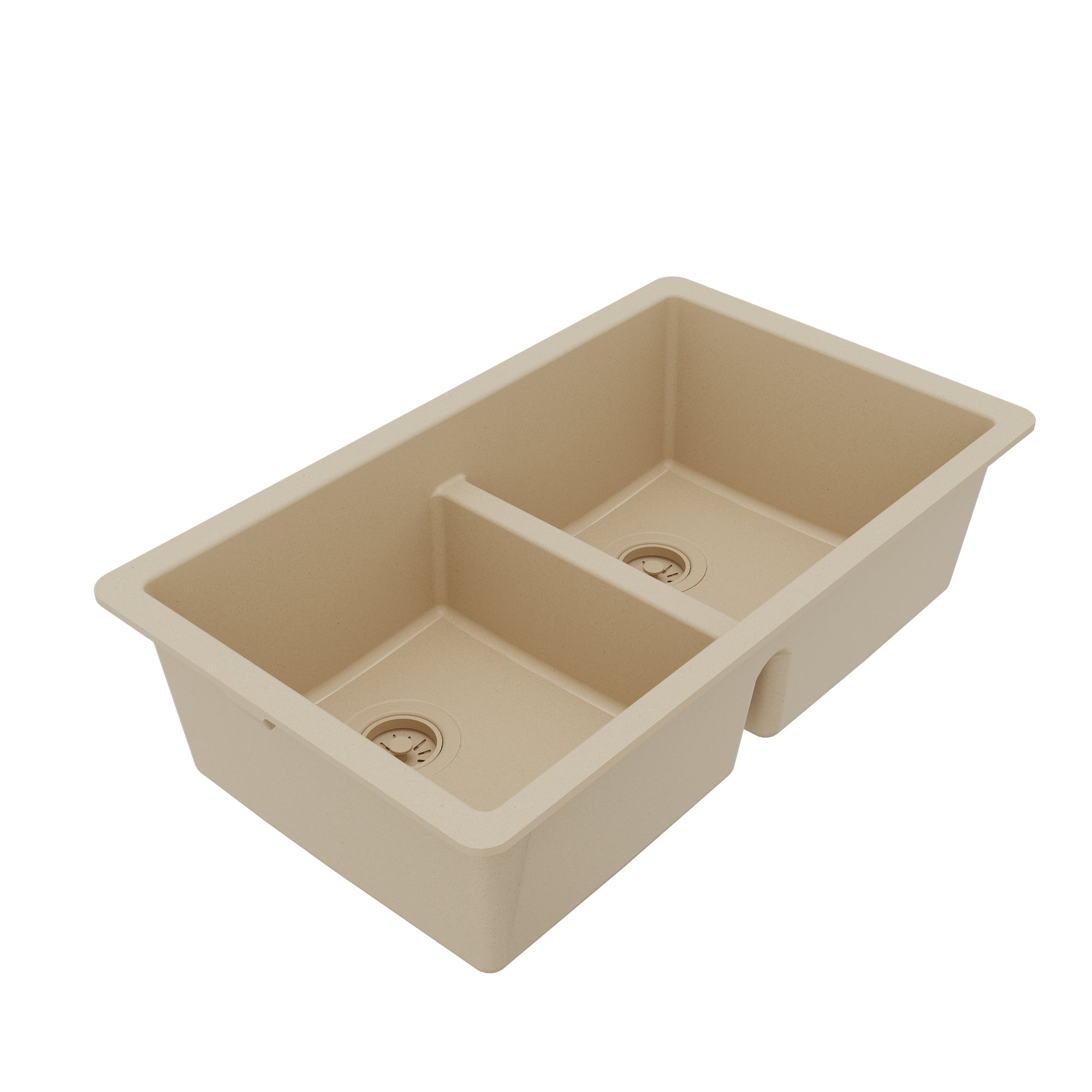 32-3/8" Undermount Double Equal Bowl Quartz Composite Kitchen Sink In Bisque
